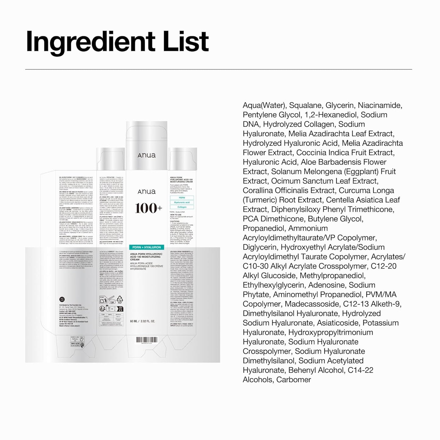 Product packaging with an ingredient list on a white background