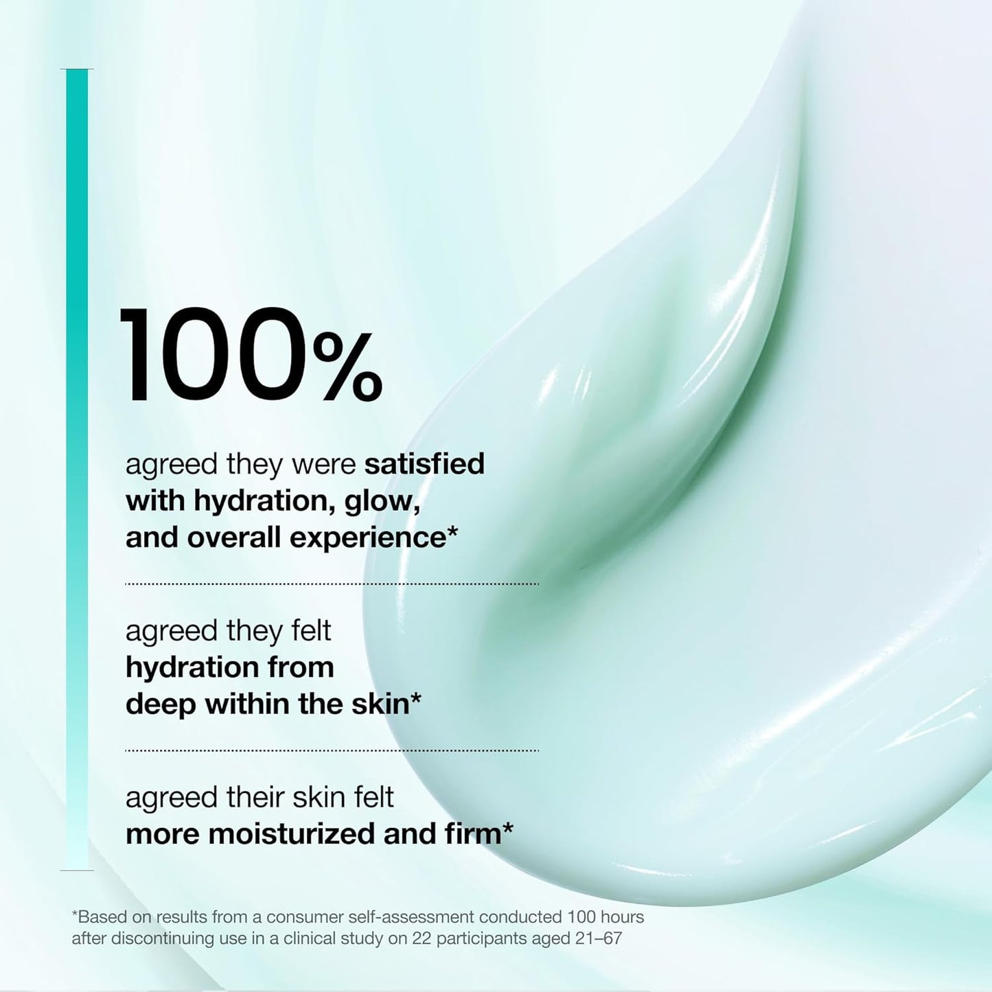 Product with text on hydration, glow, and skin moisture.