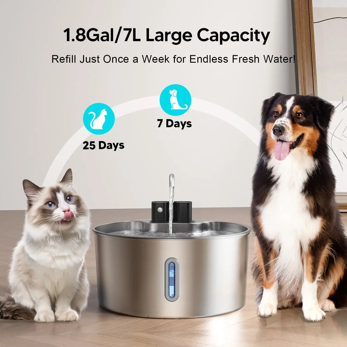 Premium Stainless Steel Wireless Pet Water Fountain
