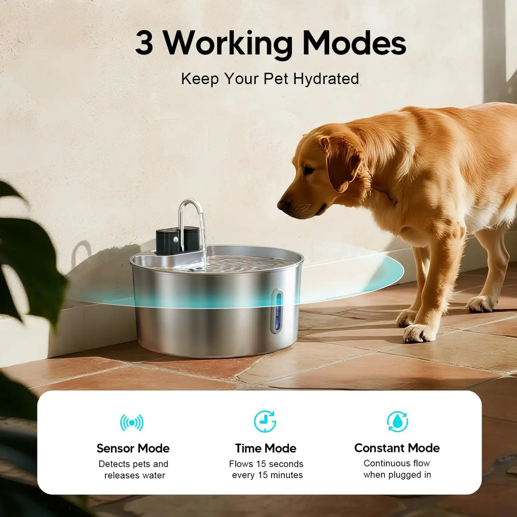 Premium Stainless Steel Wireless Pet Water Fountain